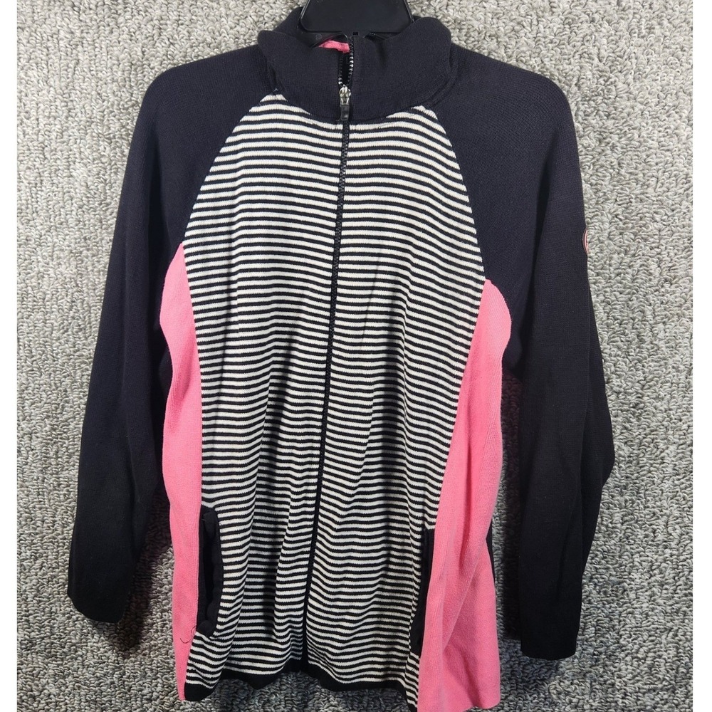 Lauren Active Ralph Lauren Full Zip Sweater Black Striped Colorblock Womens 2X